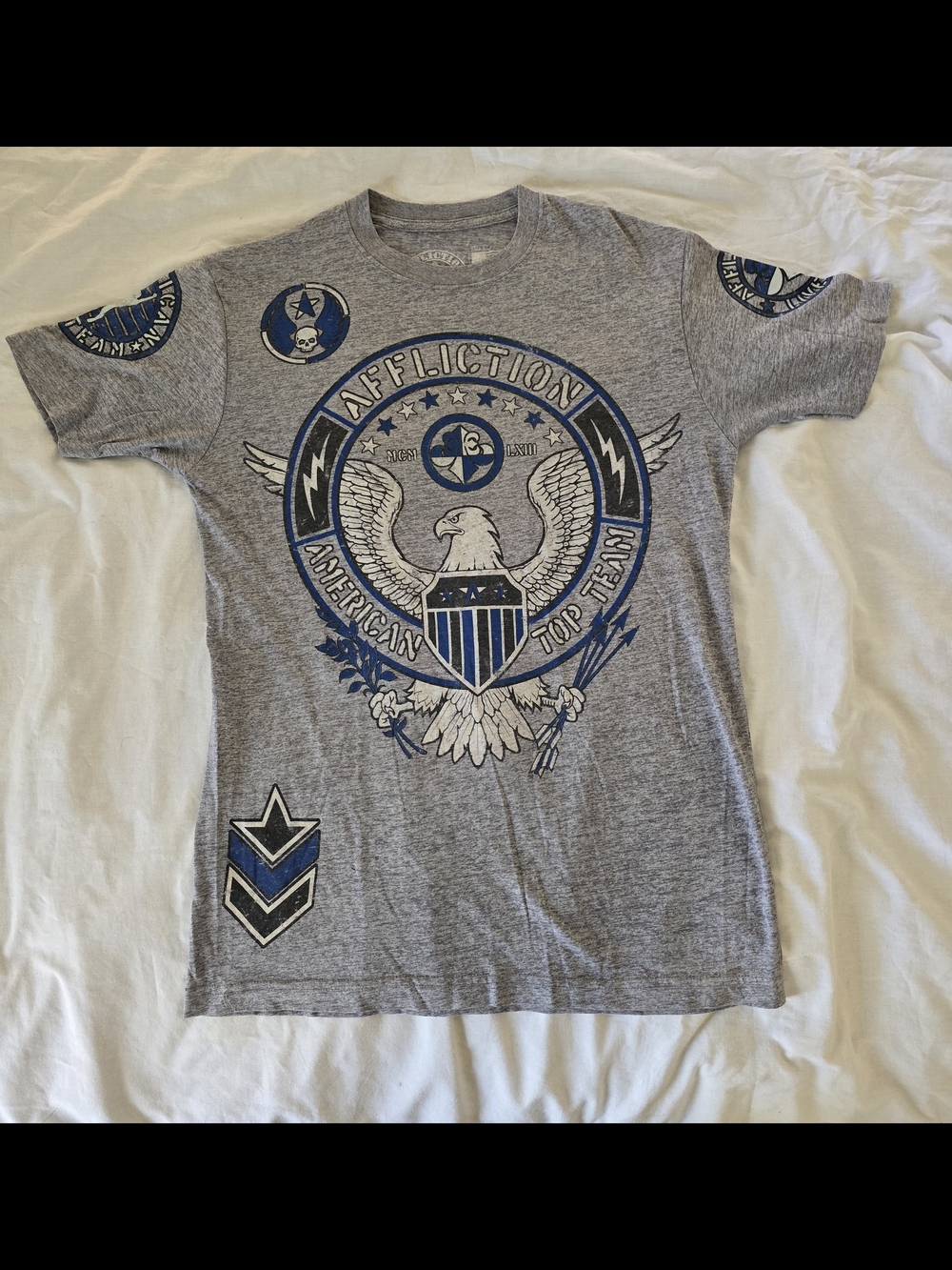 Affliction Men's Gray Eagle Graphic Tee - Gray/Blue